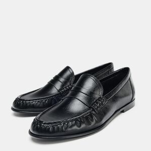 Zara Black Soft Ruched Loafers